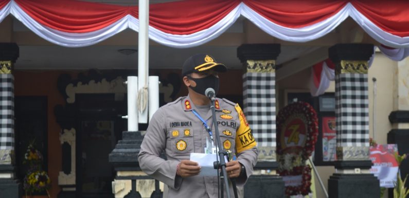 Kapolres Gianyar Pimpin Apel Ops Aman Nusa Menuju Era New Normal.