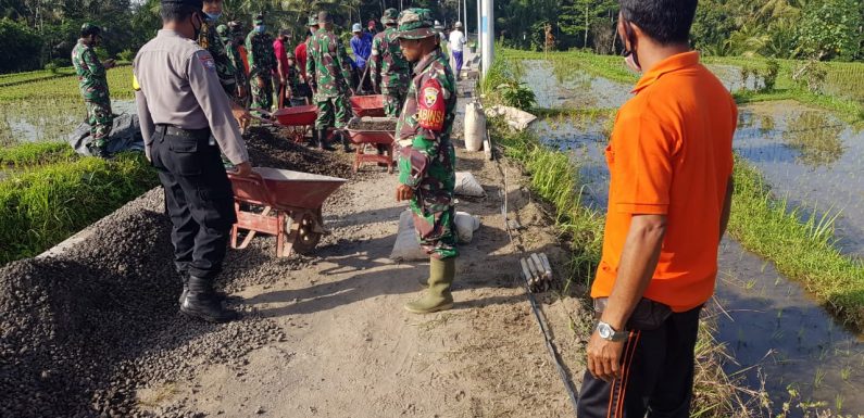 Melancarkan Akses Jalan Subak, Kodim 1619/Tabanan Gelar Karya Bakti.