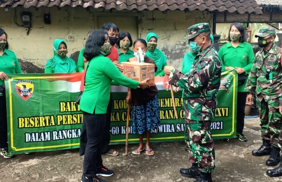 Jelang Hut Ke 60 Korem 163 Wira Satya, Kodim Jembrana Berbagi Kasih Di Masa Pandemi