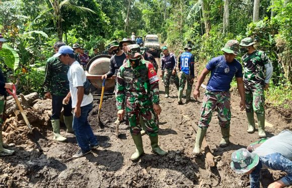 Pasca Libur Hari Raya Nyepi, Personel Satgas Bersama Warga Kembali Kebut Pekerjaan TMMD.