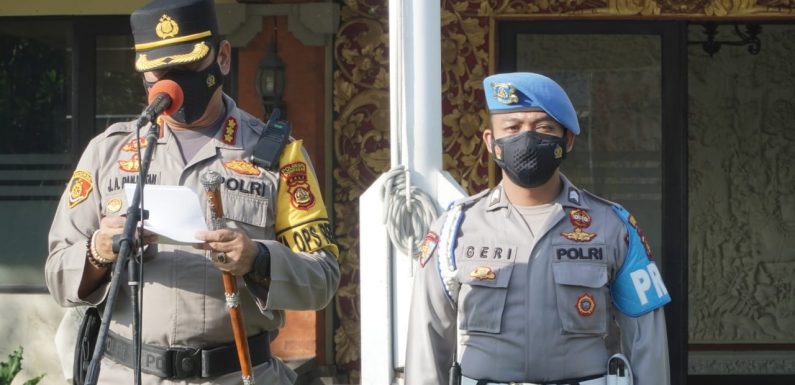 Pengarahan Kegiatan Rutin yang ditingkatkan Penanganan Covid 19 Wilayah Hukum Polresta Denpasar