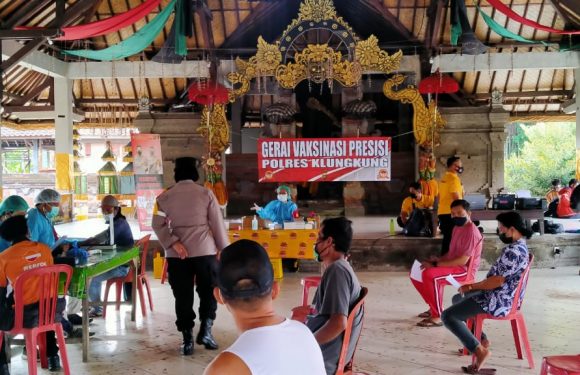 Percepat Pelaksanaan  Vaksin Covid-19, Polres Klungkung Adakan Gerai Vaksinasi di Wantilan Jaba Pura Kentel Gumi.