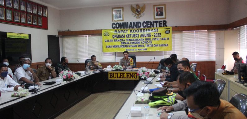 Rakor Lintas Sektoral  Dalam Rangka Ops Ketupat 2022 Pengamanan Idul Fitri 1443 H Libatkan Unsur Sektoral.
