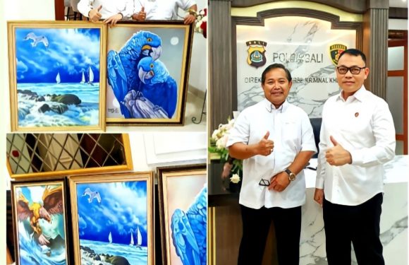 Tiga Lukisan Karya dr. Bagus Darmayasa Terpajang di Gedung Presisi Jagra Dewata Dit Reskrimsus Polda Bali,