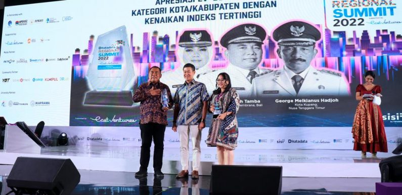 Indeks Daya Saing Digital Tertinggi di Bali-Nusra, Bupati Tamba Diganjar Penghargaan EV-DCI.
