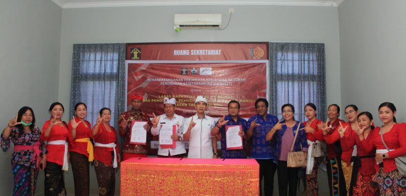 Lapas Narkotika Bangli Jalin Perjanjian Kerjasama dengan Yayasan Tabur Tuai Bali dan Disdikpora Bangli.