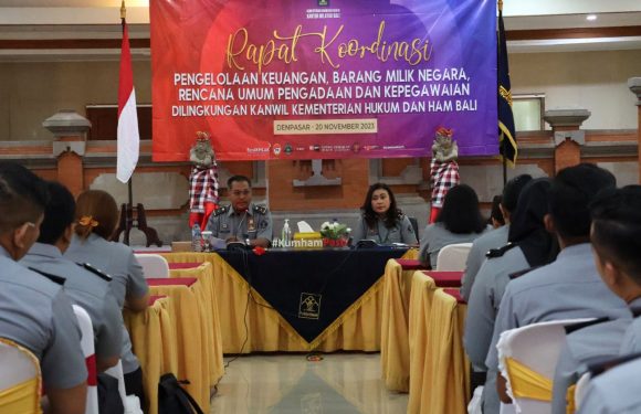 KANWIL KEMENKUMHAM BALI GELAR RAKOR MANTAPKAN PENGELOLAAN KEUANGAN, ASET PEMERINTAH DAN MANAJEMEN KEPEGAWAIAN.