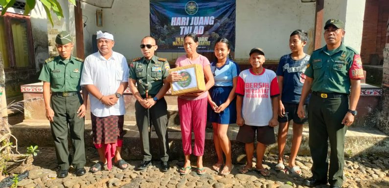 Peringati Hari Juang Kartika, Dandim 1616/Gianyar serahkan Bansos Kepada Anak Yatim.