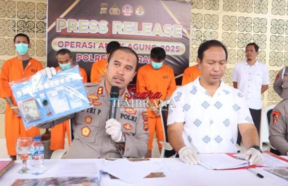 Polres Jembrana Ungkap 5 Kasus Tindak Pidana Penyalahgunaan Narkotika Pada Operasi Antik Agung 2025.