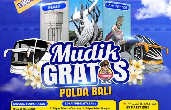 Polda Bali Gelar Mudik Gratis Kuota 1.000 Orang, Pendaftaran hingga 20 Maret.