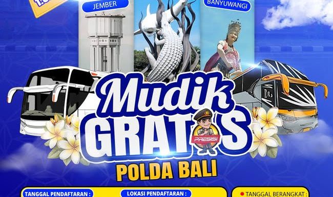 Polda Bali Gelar Mudik Gratis Kuota 1.000 Orang, Pendaftaran hingga 20 Maret.