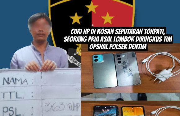 Curi HP di Kosan Seputaran Tohpati, Seorang Pria Asal Lombok Diringkus Tim Opsnal Polsek Dentim.
