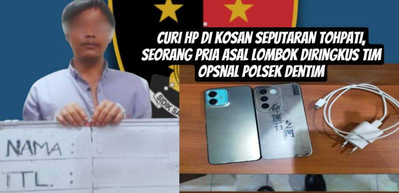 Curi HP di Kosan Seputaran Tohpati, Seorang Pria Asal Lombok Diringkus Tim Opsnal Polsek Dentim.