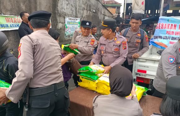 Polsek Denpasar Selatan Gelar Gerakan Pangan Murah di Pasar Jimbar Jaya Renon.