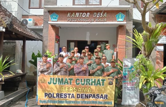 Polresta Denpasar Gelar “Jum’at Curhat” Bersama Linmas Desa Peguyangan Kaja.