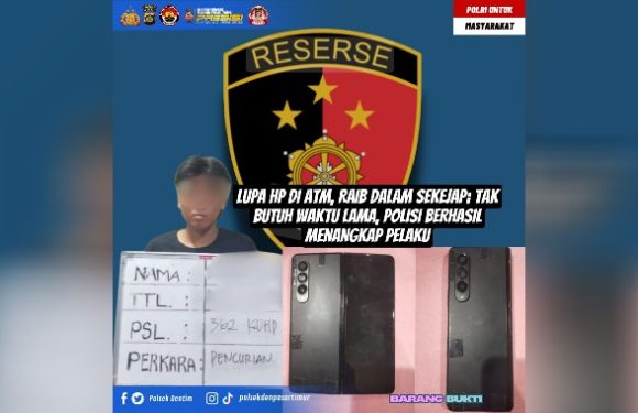 Lupa HP di ATM, Raib Dalam Sekejap; Tak Butuh Waktu Lama, Polisi Berhasil Menangkap Pelaku.