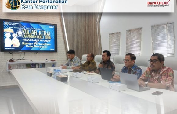 Kantor Pertanahan Kota Denpasar menerima kunjungan Kuliah Kerja Lapangan (KKL) 2025 Himpunan Mahasiswa Hukum Agraria, Adat, dan Islam (HIMAGRARIS).