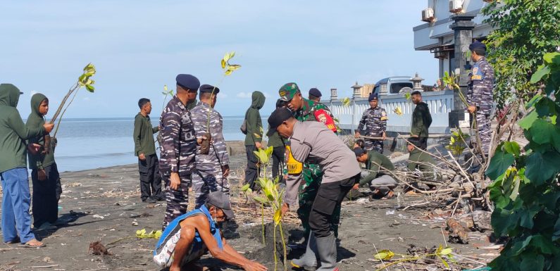Polri Hadir untuk Lingkungan: Sinergi Bhabinkamtibmas dan TNI AL Tanam Seribu Pohon di Pengambengan.