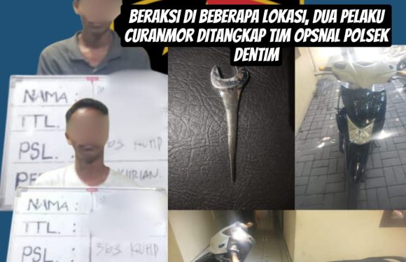 Beraksi di Beberapa Lokasi, Dua Pelaku Curanmor Ditangkap Tim Opsnal Polsek Dentim.