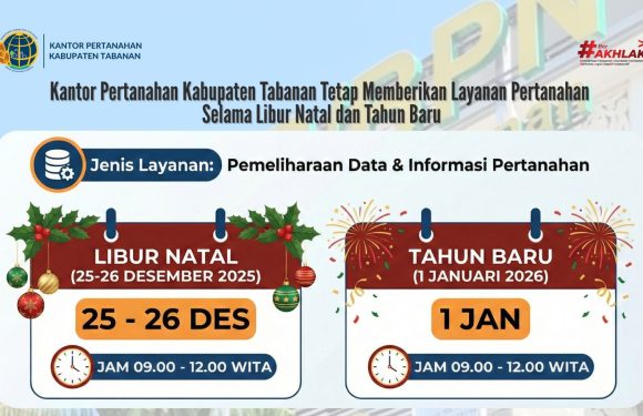 Kantor Pertanahan Kabupaten Tabanan Tetap Memberikan Layanan Pertanahan Selama Libur Natal dan Tahun Baru.