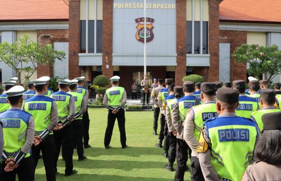 Pengamanan Malam Tahun Baru 2026 Polresta Denpasar Laksanakan Apel Gelar Pasukan