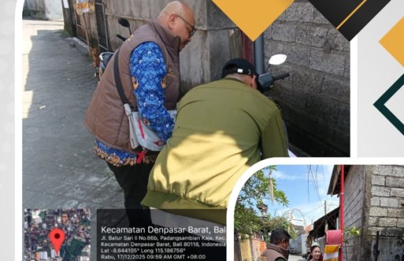 Petugas Kantah Denpasar melaksanakan pengecekan lapangan terkait permohonan Sertipikat Pengganti karena Hilang.