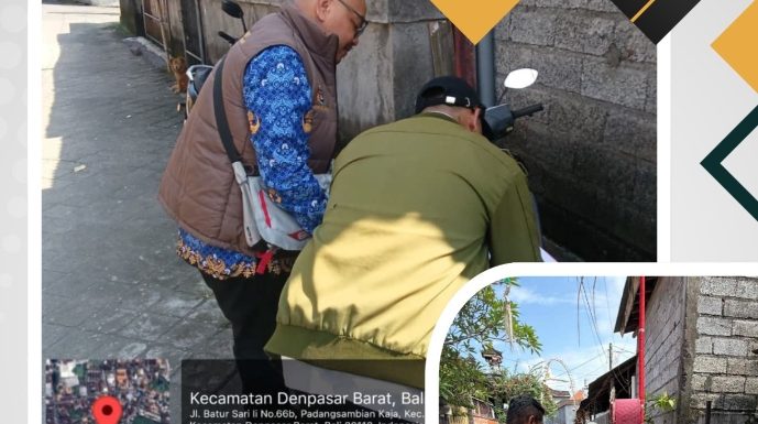 Petugas Kantah Denpasar melaksanakan pengecekan lapangan terkait permohonan Sertipikat Pengganti karena Hilang.