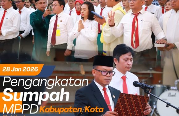Kepala Kantor Wilayah Badan Pertanahan Nasional Provinsi Bali melaksanakan Pengangkatan Sumpah Majelis Pembina dan Pengawas Pejabat Pembuat Akta Tanah Daerah (MPPD) Periode 2026-2029 Kabupaten/Kota se Bali.