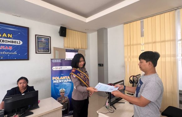 Polantas Menyapa, Polresta Denpasar Permudah Masyarakat Urus Administrasi Kepolisian.