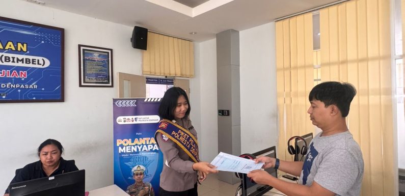 Polantas Menyapa, Polresta Denpasar Permudah Masyarakat Urus Administrasi Kepolisian.