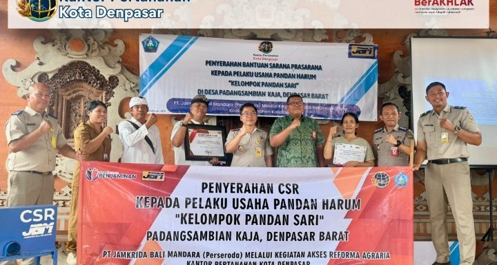 Kantor Pertanahan Kota Denpasar, Dukung  PT Jamkrida Bali Mandara Dalam Pemberian Bantuan Corporate Social Responsibility (CSR) kepada Pelaku Usaha Pandan Harum.
